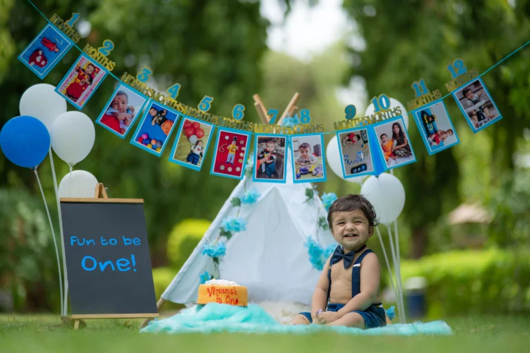 Splish-Splash Garden Baby Photoshoot Fun in Ahmedabad