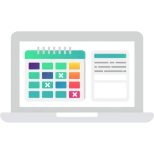 Online booking calendar on laptop screen for easy appointment scheduling.